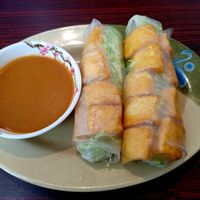 Rolls with peanut sauce at New Pho in Evans
