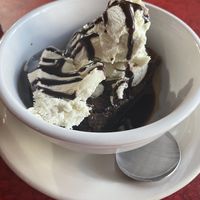 The Taxi Driver dessert (brownie sundae with espresso shot on bottom) to die for   at Bouldin Creek Cafe in Austin