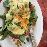 Renedict with hollandaise sauce   at Bouldin Creek Cafe in Austin