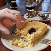 Grilled blueberry cornbread  at Bouldin Creek Cafe in Austin