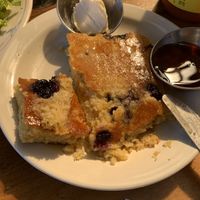 Blueberry grilled cornbread  at Bouldin Creek Cafe in Austin