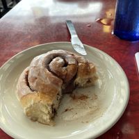 Vegan cinnamon roll. (Phone did not eat first😄 at Bouldin Creek Cafe in Austin
