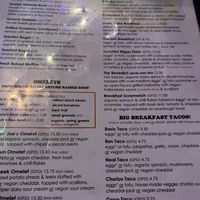 Breakfast menu  at Bouldin Creek Cafe in Austin