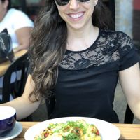 Renedict with best matcha soy latte ever at Bouldin Creek Cafe in Austin