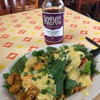 Renedict and Kombucha of the Day at Bouldin Creek Cafe in Austin