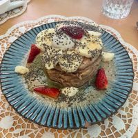 Vegan pancakes at Nudie Foodie in Athens