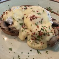 Mushroom eggs benedict.  at Nudie Foodie in Athens