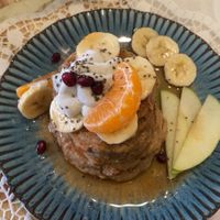 Banana Oat Pancakes   at Nudie Foodie in Athens