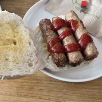 Breakfast sausage bap- LM sausages at Scoff's Coffee House in Coleford
