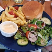 Tasty vegan burger by the sea 😊 at Anderby Beach Cafe in Anderby Creek