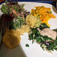 Salad and meal of the day at Casa de Luz in Austin