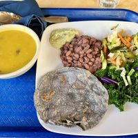 Breakfast offerings. The soup was incredible   at Casa de Luz in Austin