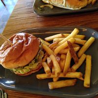 Burger and chips (March 2024) at Radcliffes Cafe Bar in Morpeth