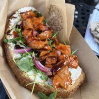 Veg crostini with buffalo chikn  at Eola General in Orlando