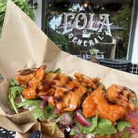 Buffalo chik’n crostini   at Eola General in Orlando