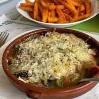 I had the vegan Moussaka and sweet potato fries.  at Daneku Ecológico in Benalmadena