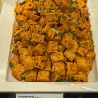 Korean tofu with scallions in the prepared foods at New Seasons Market - Woodstock in Portland