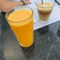 orange juice at Nektar Lounge in Santorini