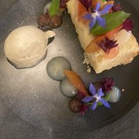 Lemon tart with rhubarb and vanilla ice cream at The Acorn Inn in Lichfield