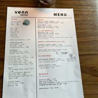 Menu  at Venn Canteen in Porto