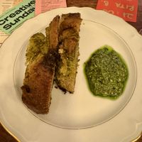 Homemade bread and pesto   at Venn Canteen in Porto