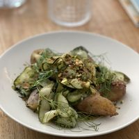Zucchini potatoes in turnip green pesto  at Venn Canteen in Porto