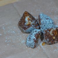 Homemade choco with almonds, walnuts, figs and hazelnuts at Vege House in Belgrade