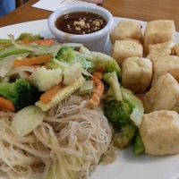One of the tofu dishes with noodles & veg at Pumpernickel Coffee Shop in Dumfries