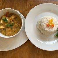 tofu and mushroom Thai curry😄  at Pumpernickel Coffee Shop in Dumfries