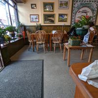 Inside (couldn't get more as lots of people inside) at Pumpernickel Coffee Shop in Dumfries