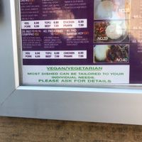 Menu board outside  at Rak Thai in Melrose