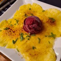 Pinapple dessert with sorbet at Le Cachotier in Carcassonne