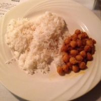 Vegan dish from the January 2014 menu (the only vegan option) - note the very small serving size at Karma Kitchen in Washington