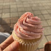 Strawberry frosted cupcake   at Open Door Tea in Stratford