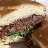 Black Bean Veggie Burger with avocado 🩷  at Open Door Tea in Stratford