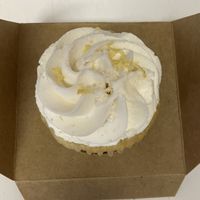 Yummy vanilla vegan cupcake   at Open Door Tea in Stratford