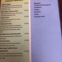 Menu - prices wrong and rice not included  at Umbrella Asian Tapas in Galway