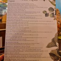 Menu at Umbrella Asian Tapas in Galway