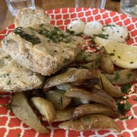 almond breaded tofu with aioli and roasted potatoes (because polenta chips were out)  at Bell Pesto Cafè in Dublin