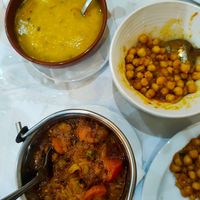 Tarka Dahl, chan masala and Vegetable in Balti sauce at Bayleaf Indian in Tossa De Mar