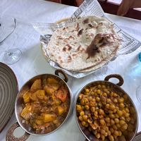Bombay potatoes, Chana masala & roti  at Bayleaf Indian in Tossa De Mar