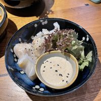 “Ha cao”: Steamed dumplings, filled with vegetables and soy beans, served with sesame sauce  at Udum in Cologne
