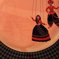 Even the dishes are beautiful.  at Mother India in Kristiansand