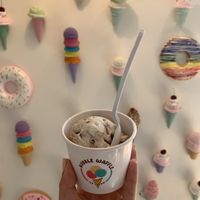Vegan black and white cookie ice cream  at Bubble Waffle Ice Cream in Smithtown