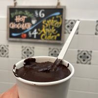 Italian style hot chocolate! It was like melted chocolate pudding and it was sooo good! Very strong and a little bitter, just the way I like it. Not sweet enough for my kid though. at Tondi Gelato in Santa Barbara