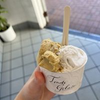 Vegan pistachio and coconutt  at Tondi Gelato in Santa Barbara