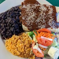 Vegan holy mole enchiladas at Mr. Natural - East Cesar in Austin