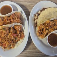 Migas tacos, crunchy chorizo, and the east sider at Mr. Natural - East Cesar in Austin