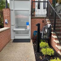 Elevator from the patio at Batuqui on the Falls in Chagrin Falls
