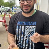 His most favorite part of the meal….  at Baobab Fare in Detroit